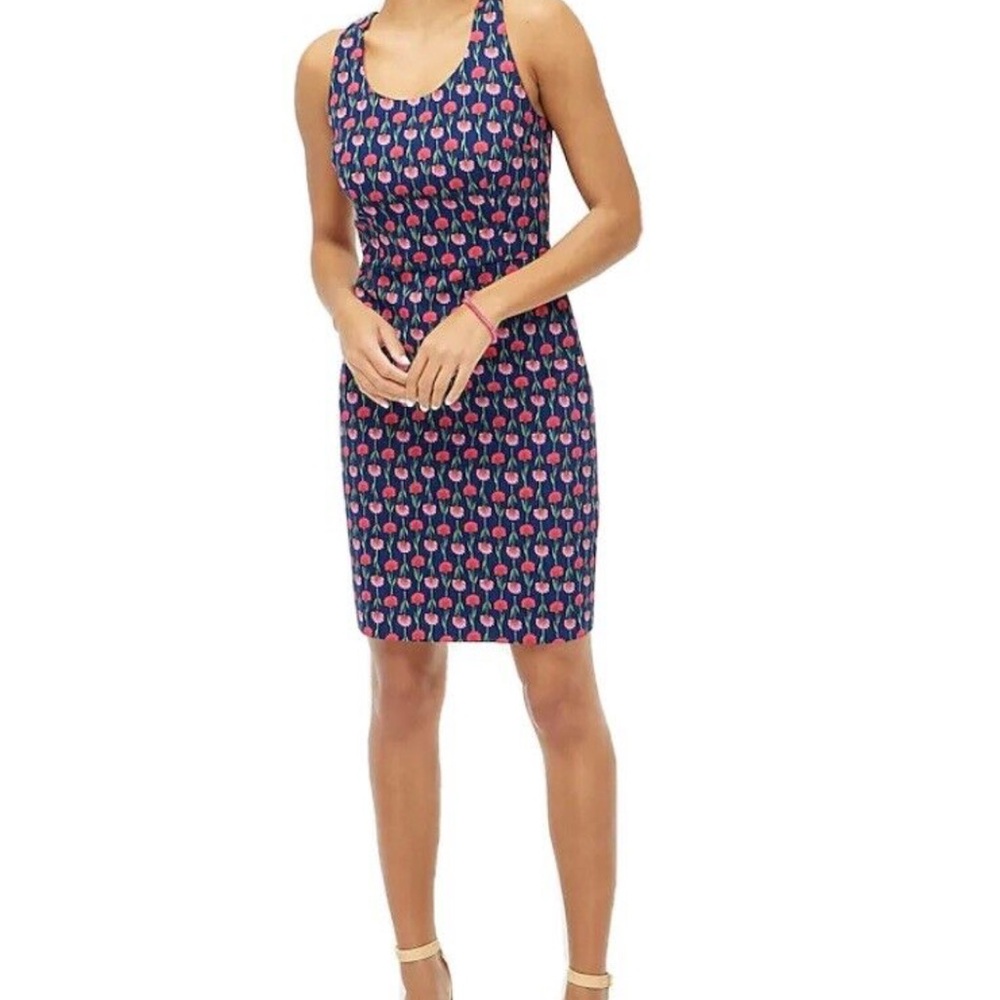 J. Crew Floral Navy and Pink Dress